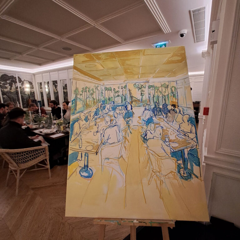 Live painting en cours à la Maison Delano, à Paris