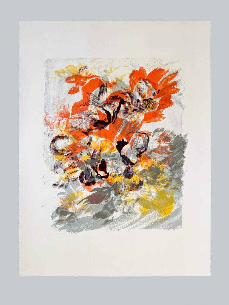 Bouquet d'automne, sérigraphie sur papier de Camille Boileau, série Effeuillage