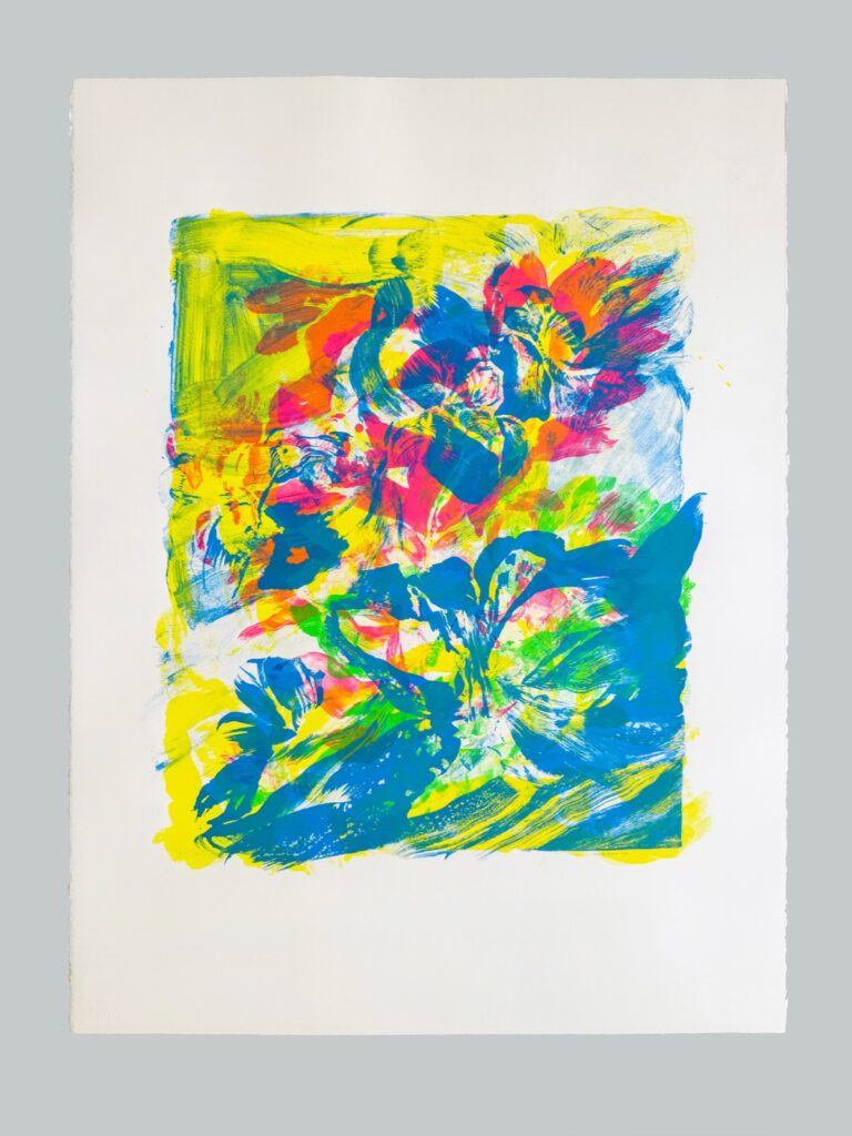 Bouquet joujoux, sérigraphie sur papier de Camille Boileau, série Effeuillage